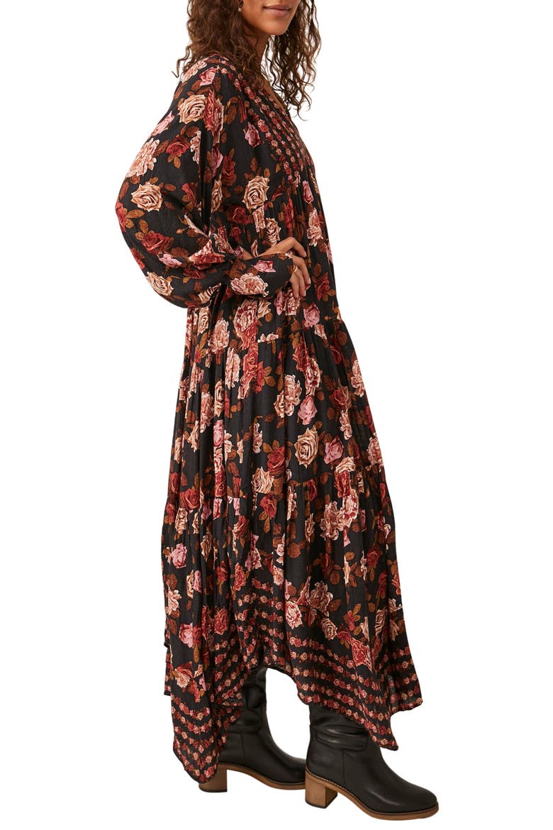 Rows of Roses Long Sleeve Maxi Dress, Alternate, color, BLACK COMBO