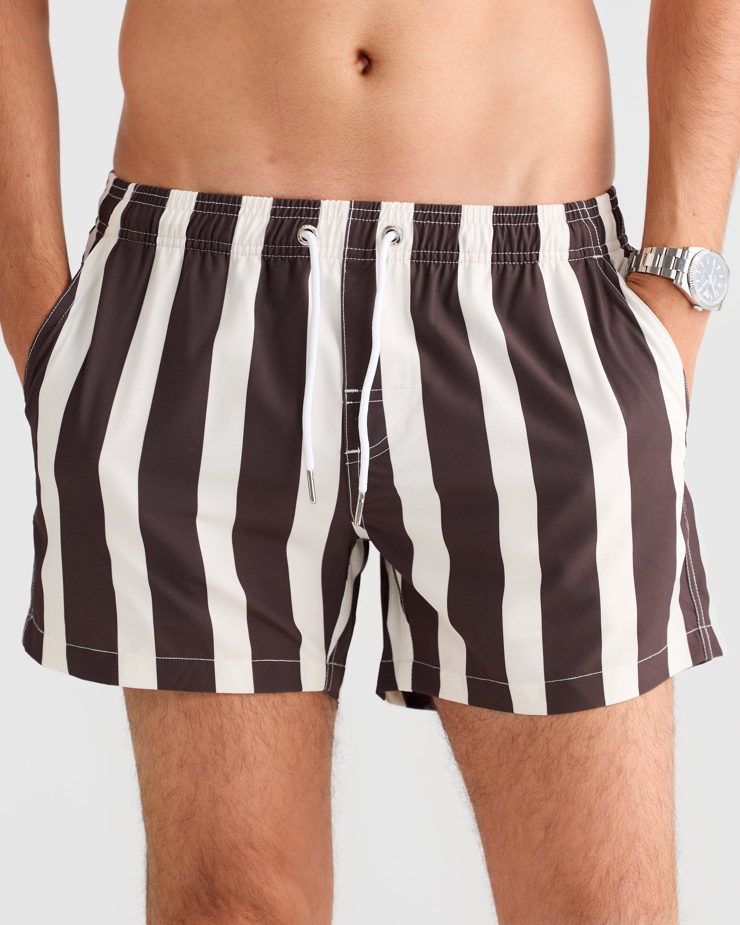 selected Brown & White Thick Stripe