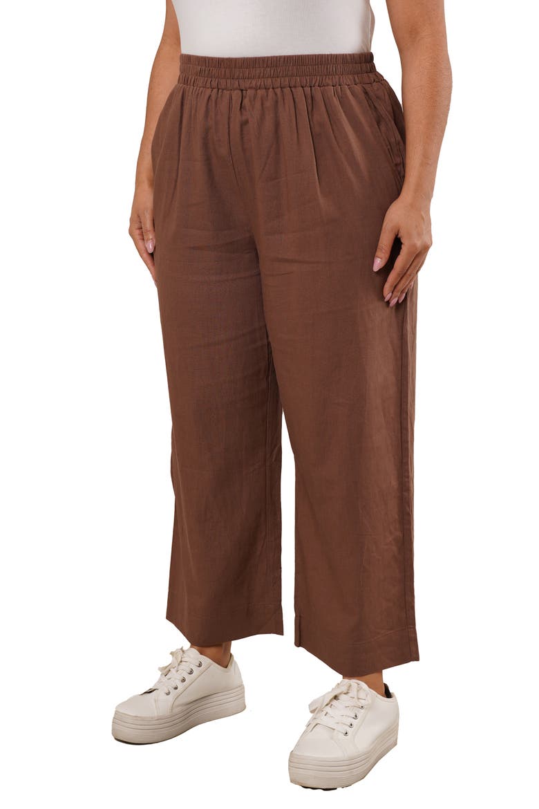 Elastic Waist Crop Pants, Alternate, color, BARK