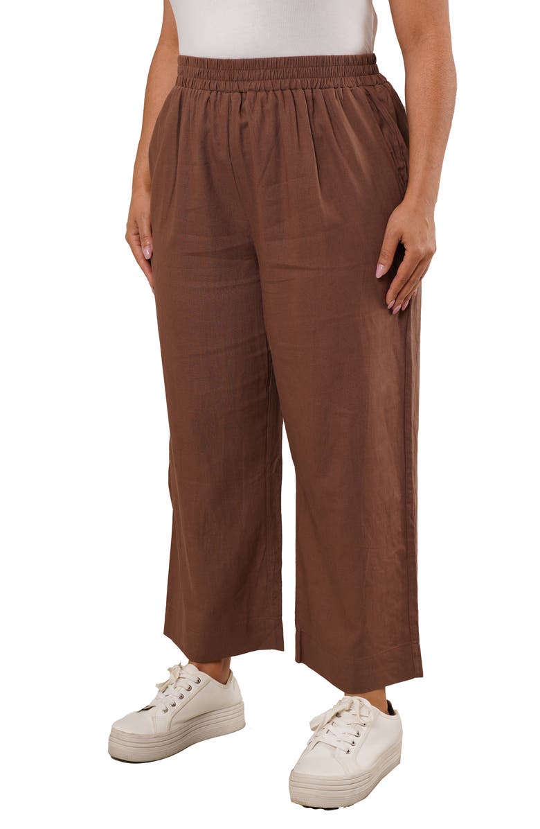 SUNNY LEIGH Elastic Waist Crop Pants, Alternate, color, Bark