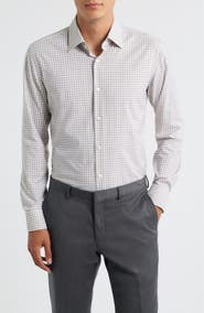 BOSS Hank Slim Fit Shadow Check Stretch Dress Shirt