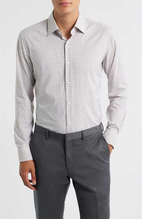 BOSS Hank Slim Fit Shadow Check Stretch Dress Shirt