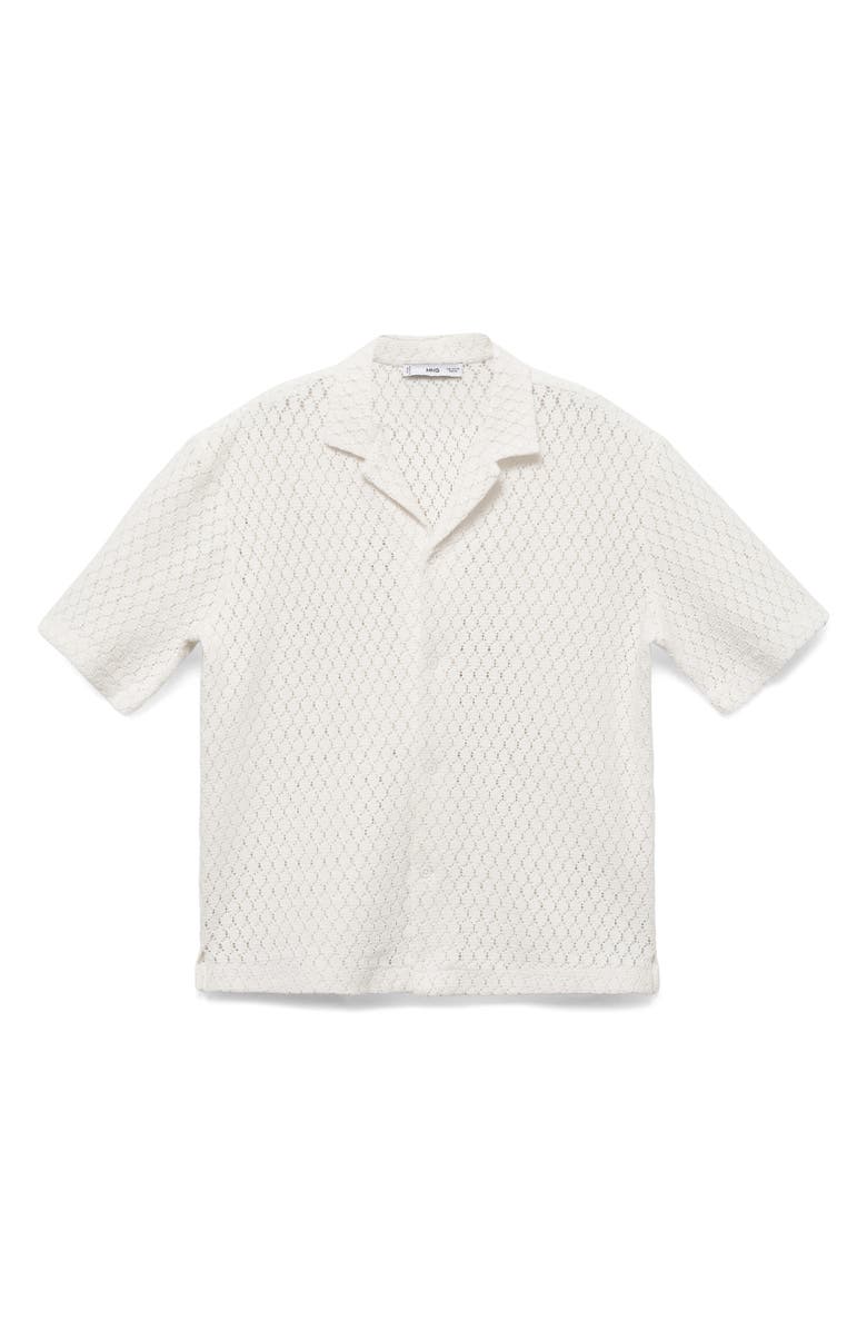 MANGO Open Stitch Knit Shirt, Alternate, color, Off White