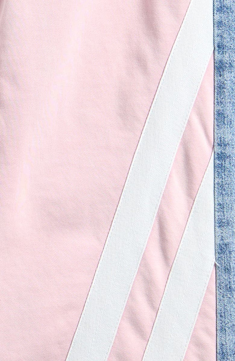 Tractr Kids' Mixed Media Track Stripe Wide Leg Jeans, Alternate, color, Pink Indigo