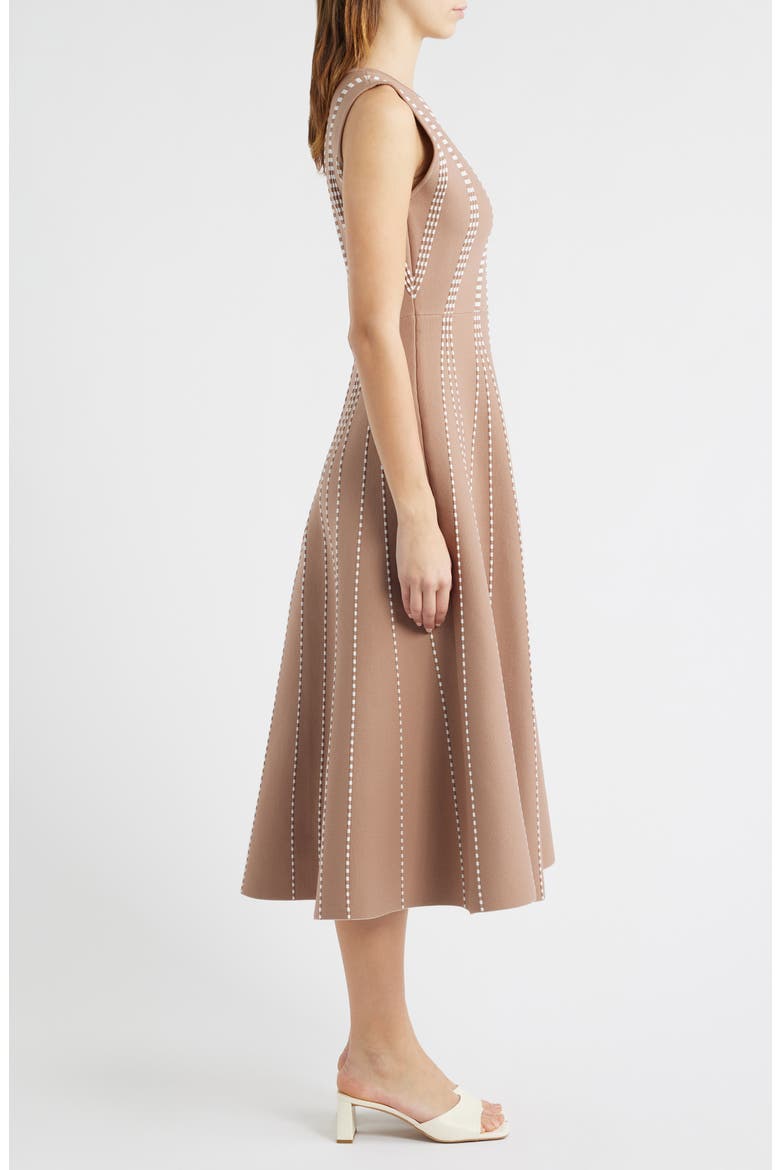 Contrast Piping Sleeveless Midi Sweater Dress, Alternate, color, MOCHA/ WHITE