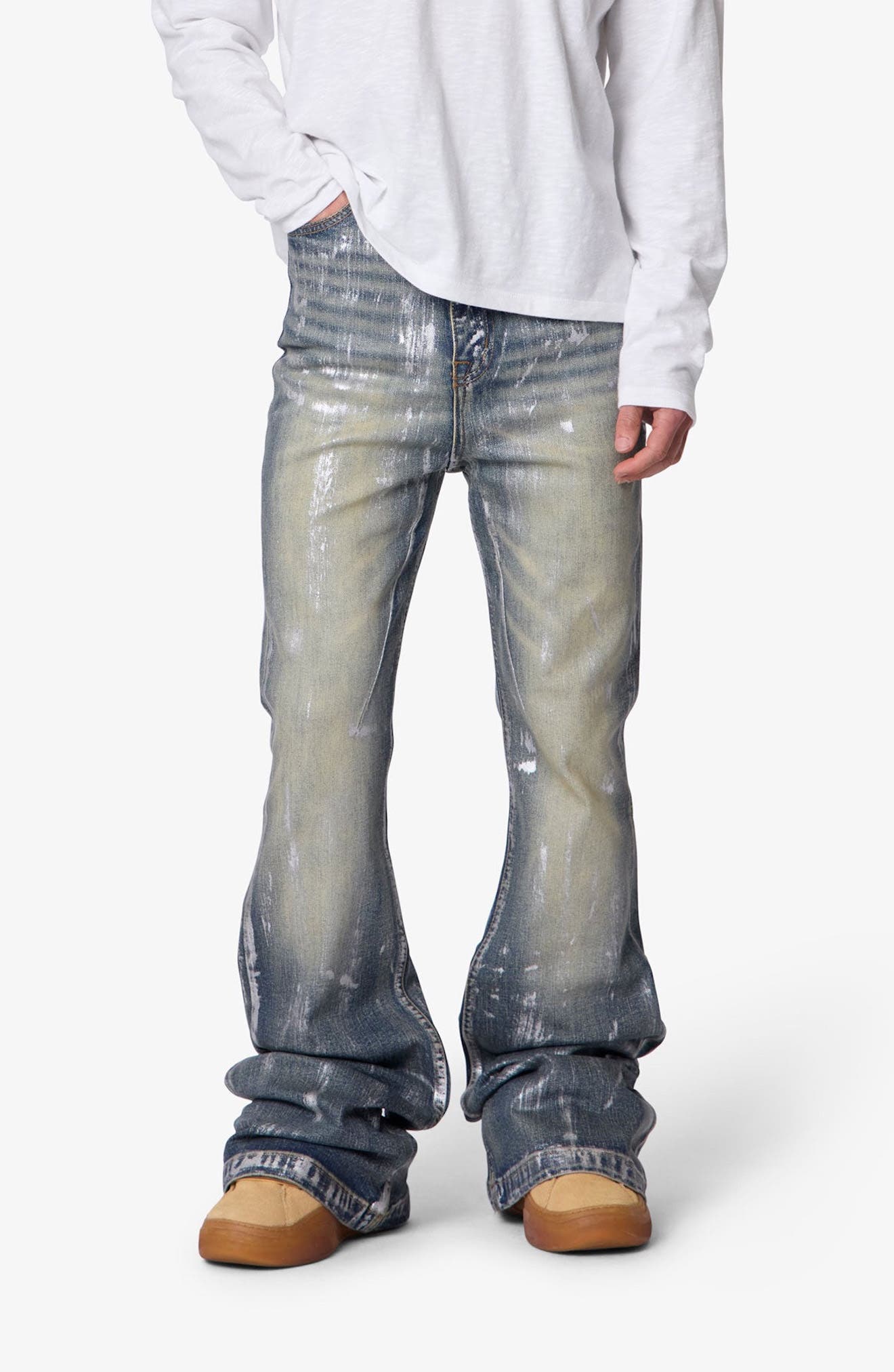 mnml Waxed Super Stacked Relaxed Jeans (Men) | Nordstrom