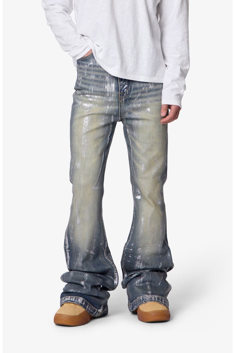 Waxed Super Stacked Relaxed Jeans, Alternate, color, BLUE