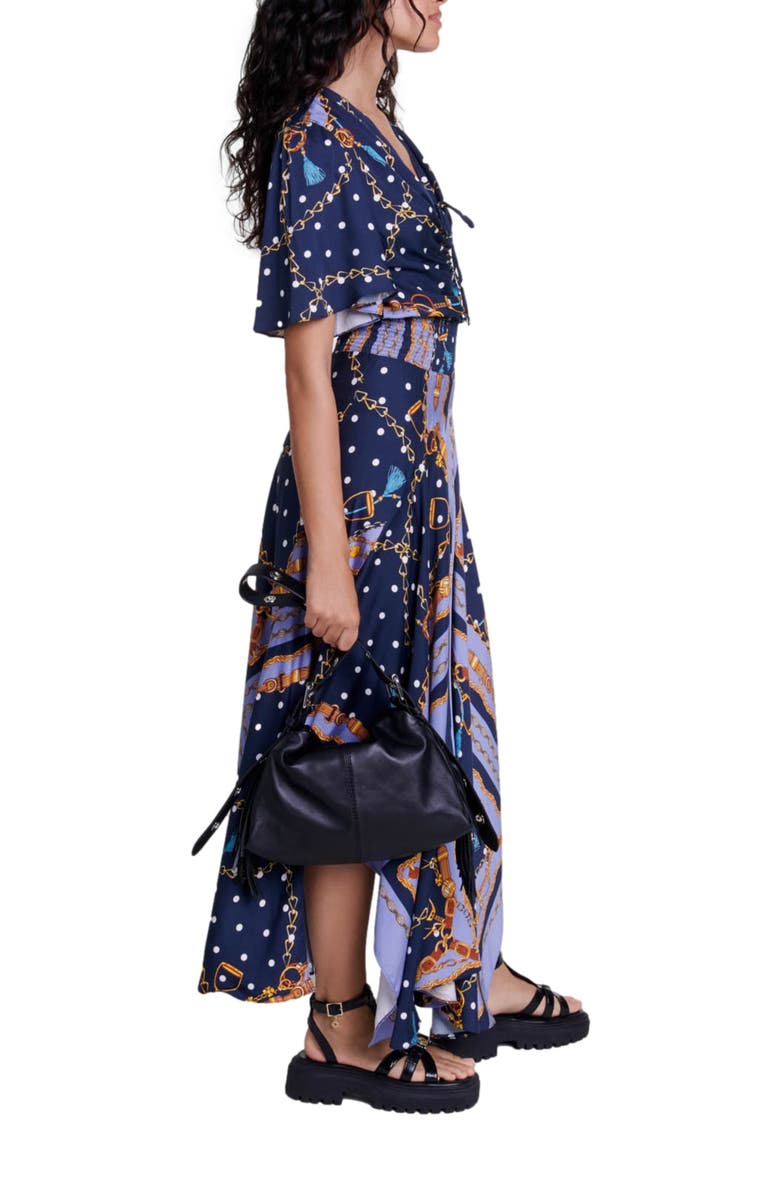 maje Satin-look patterned maxi dress, Alternate, color, 