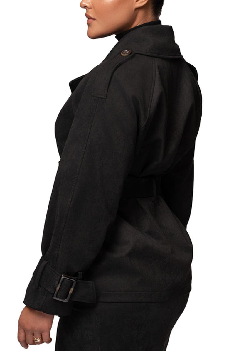 JLUXLABEL Nightfall Belted Suede Jacket, Alternate, color, Black