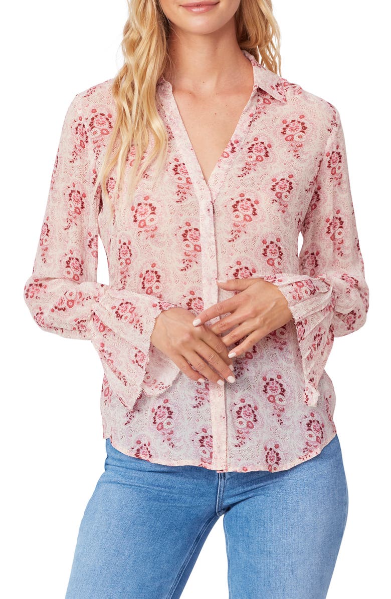 PAIGE Abriana Silk Blouse, Alternate, color, Ecru Multi