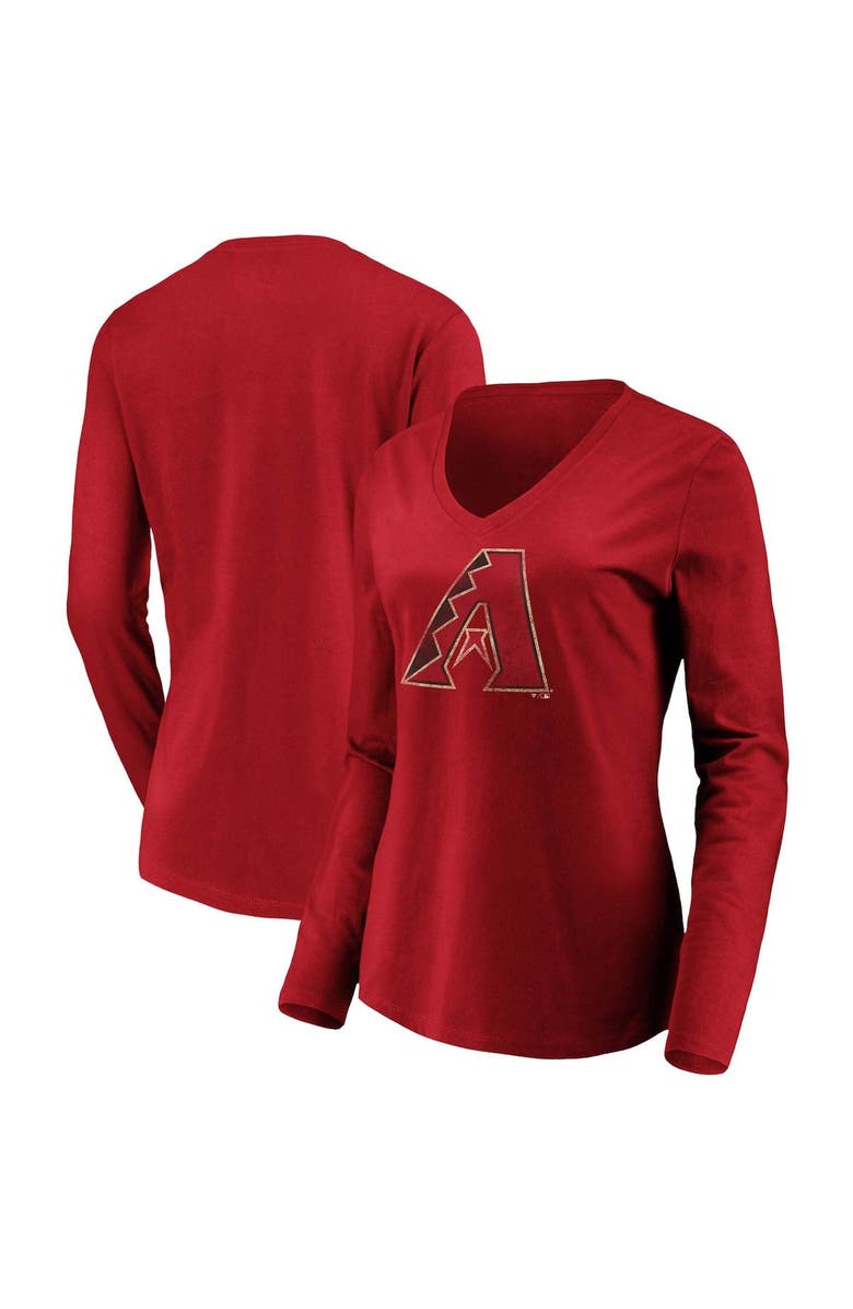 FANATICS Women's Fanatics Branded Red Arizona Diamondbacks Core Team Long Sleeve V-Neck T-Shirt, Alternate, color, 