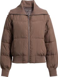 Bernardo Knit Collar Crop Puffer Jacket