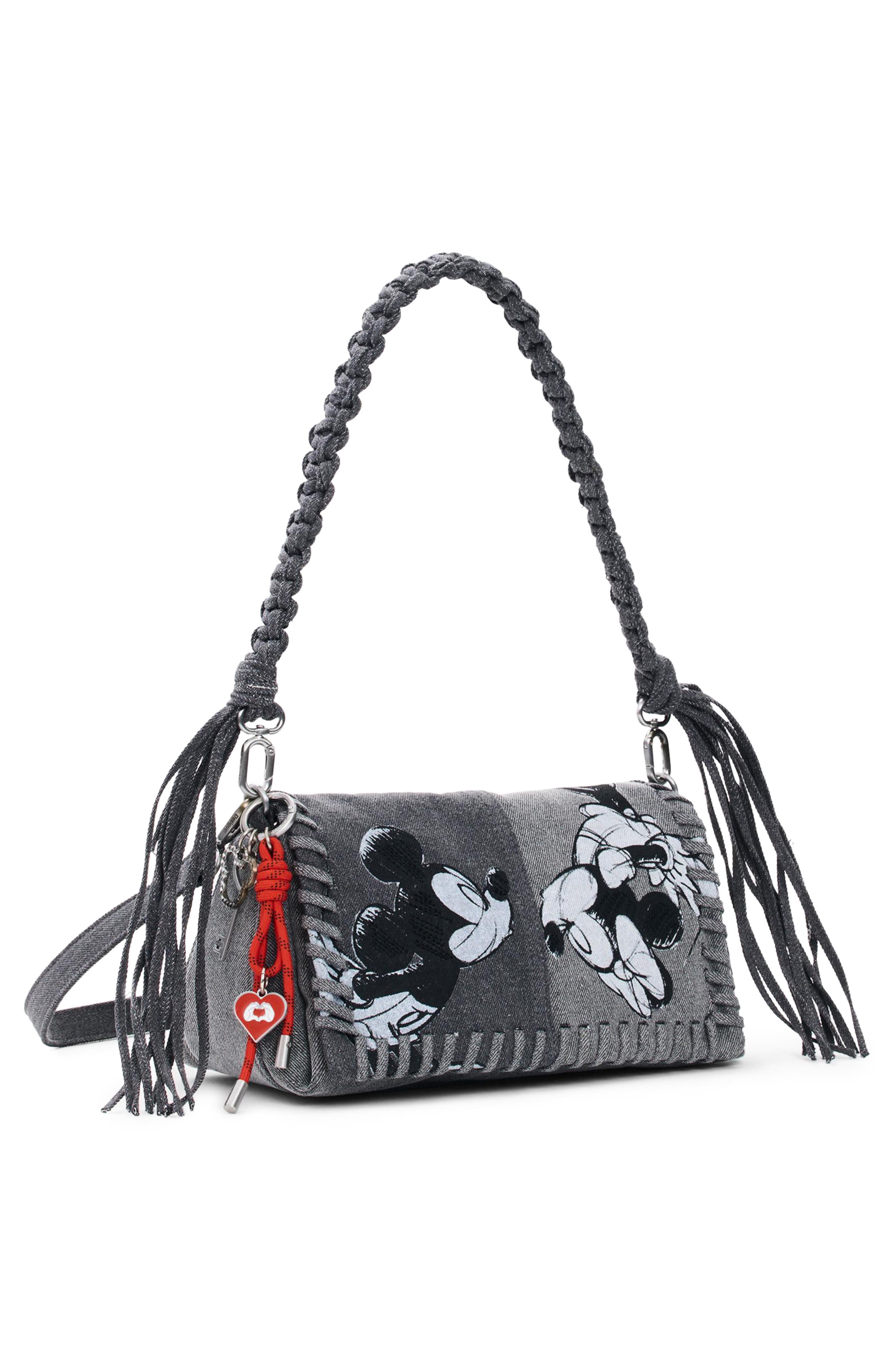 Desigual Mickey & Minnie Denim Crossbody Bag, Alternate, color, 