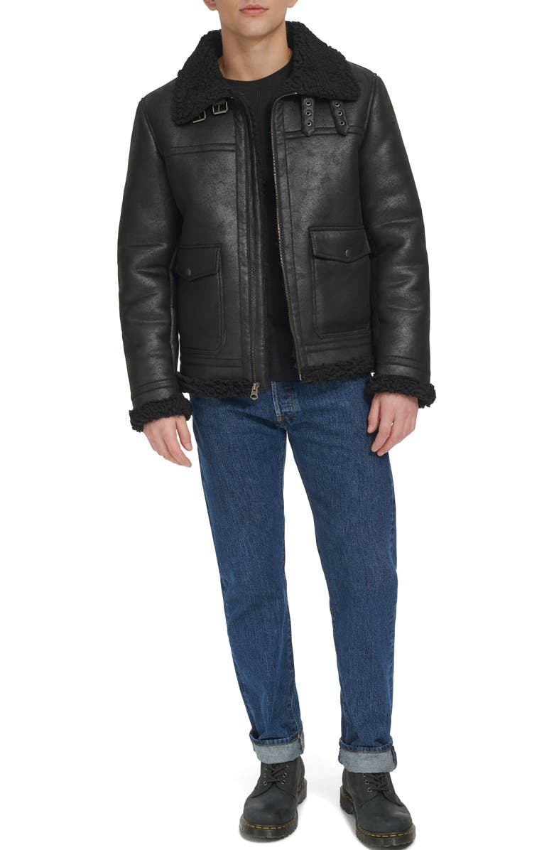 Levi's<sup>®</sup> Faux Shearling Aviator Rancher Jacket, Alternate, color, Black