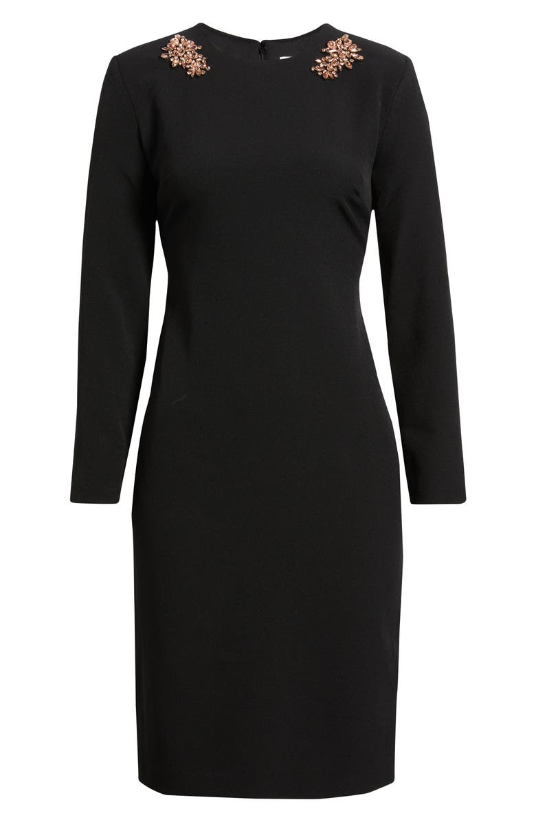 Anne Klein Rhinestone Long Sleeve Sheath Dress, Alternate, color, Anne Black