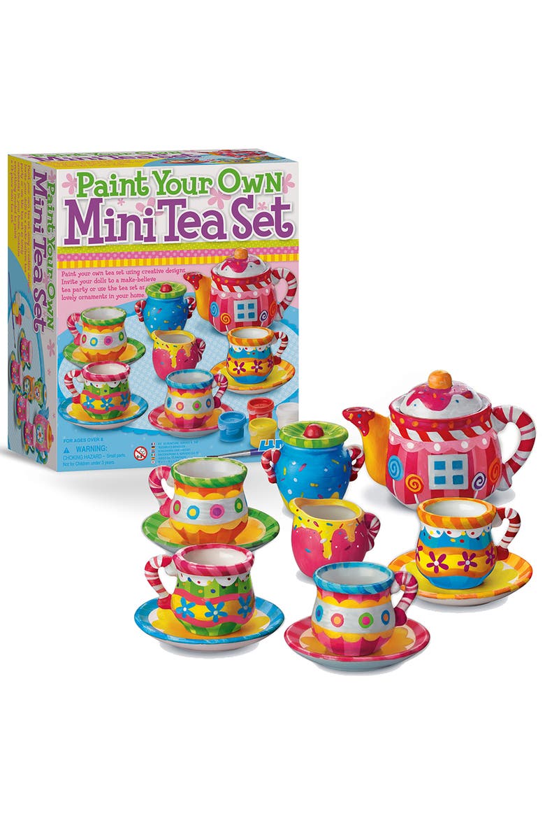KidzMaker, Paint Your Own Mini Tea Set, Alternate, color, Multicolored