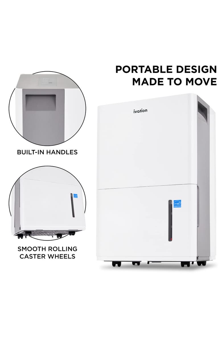 Ivation Energy Star Dehumidifier with Hose Connector, Humidity Control & Auto Shutoff, Alternate, color, White