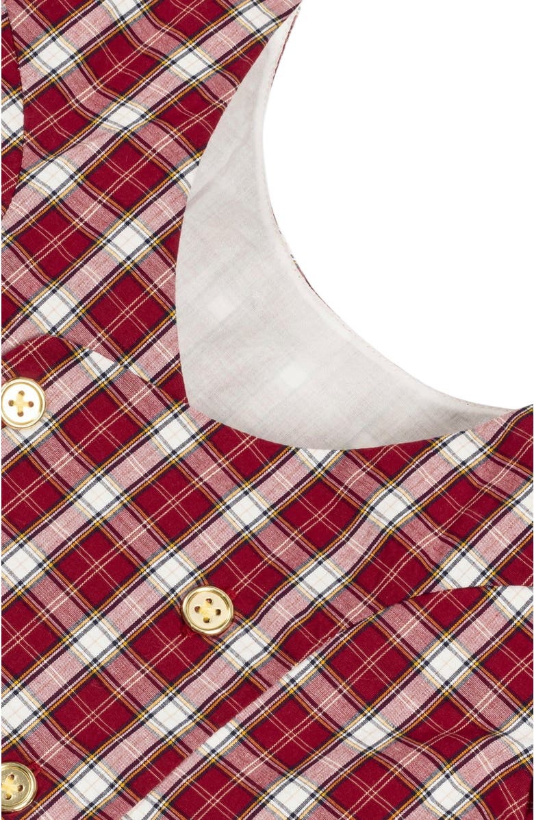 Hope & Henry Baby Girls' Organic Short Sleeve Schoolgirl Dress, Infant, Alternate, color, Dark Red Collegiate Check