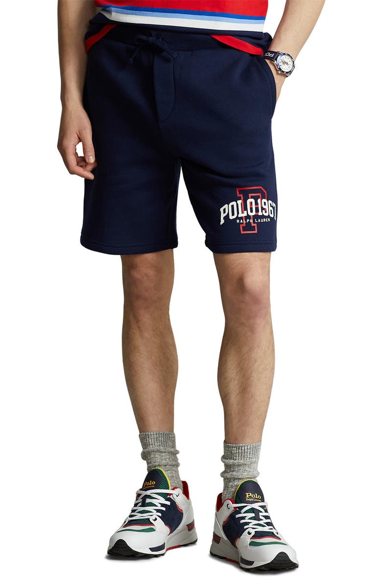 Polo Ralph Lauren Logo Graphic Fleece Sweat Shorts, Main, color, 