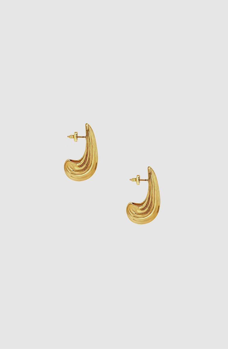 ANINE BING Ribbed Drop Earrings, Alternate, color, Gold