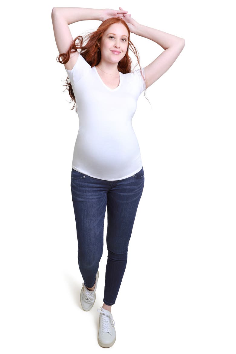 Ingrid & Isabel® Maternity V-Neck T-Shirt, Alternate, color, WHITE