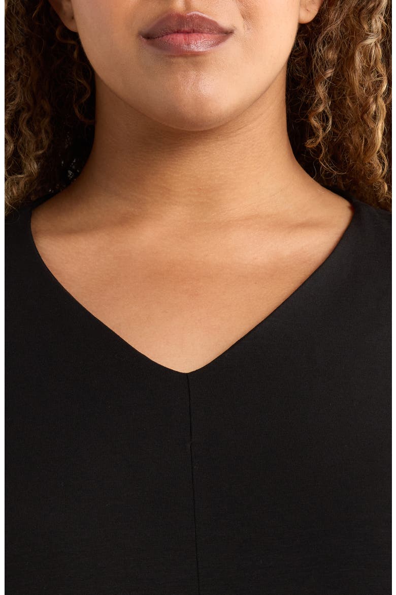 Long Sleeve V-Neck Tunic Top, Alternate, color, BLACK