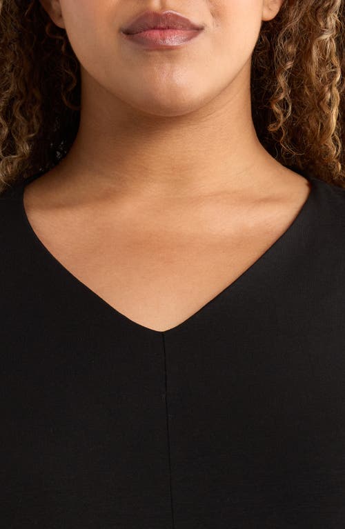 Eileen Fisher Long Sleeve V-neck Tunic Top In Black
