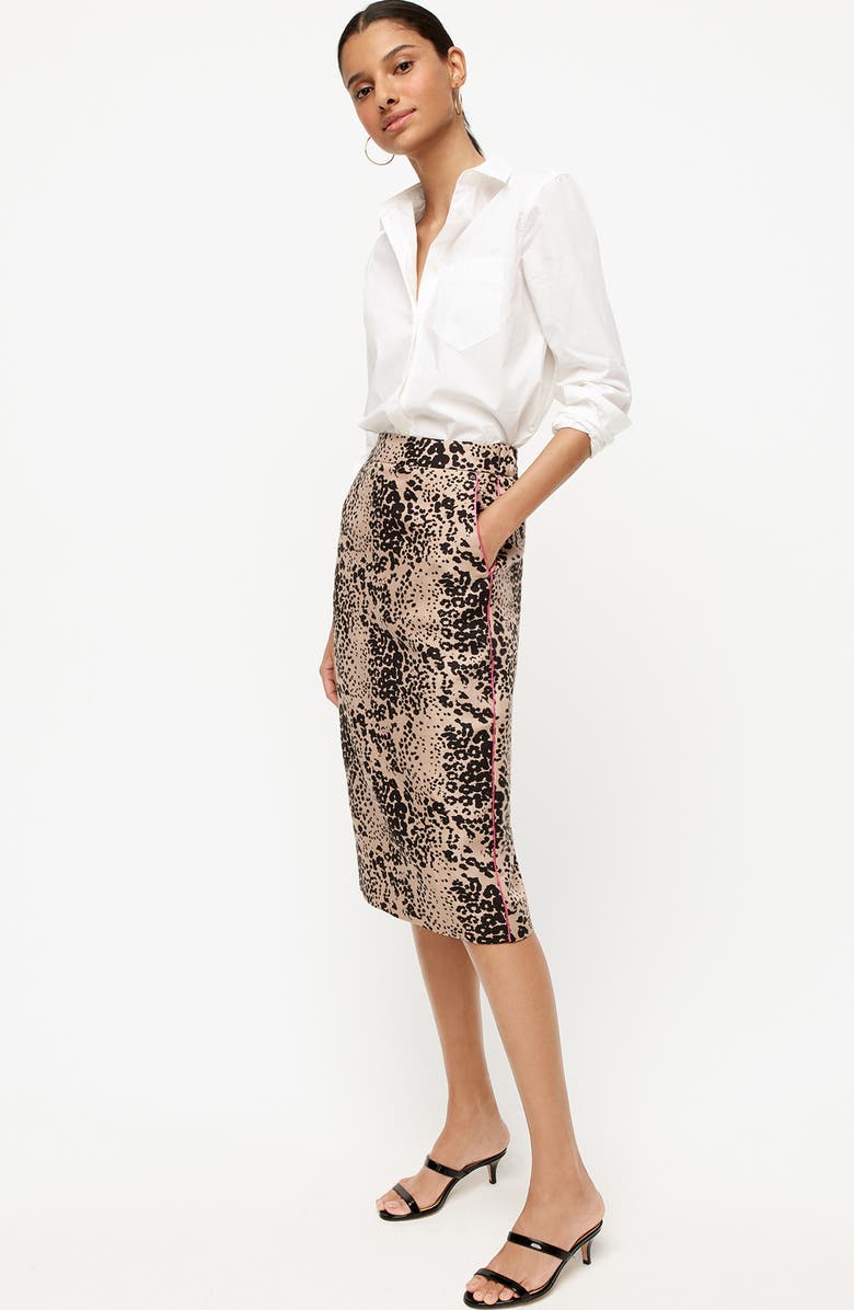 J.Crew Leopard Print Pencil Skirt, Alternate, color,