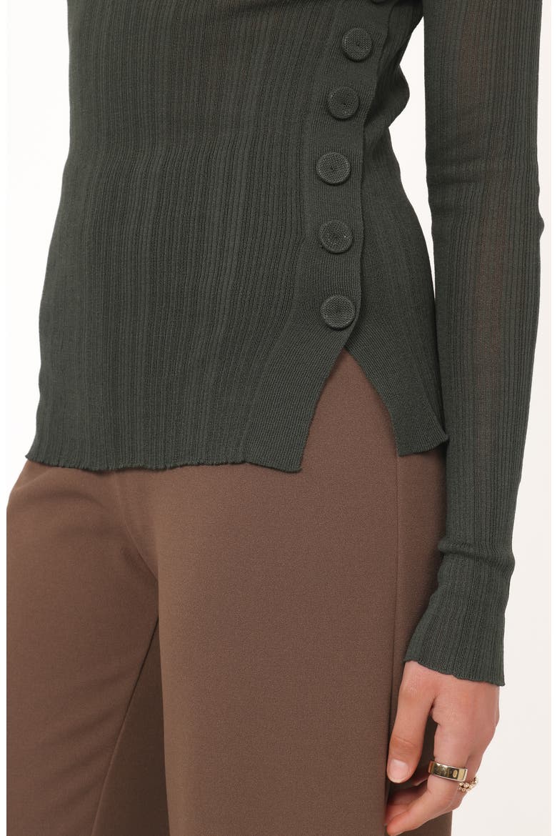 Delphine Fine Rib Knit Top, Alternate, color, DARK GREEN