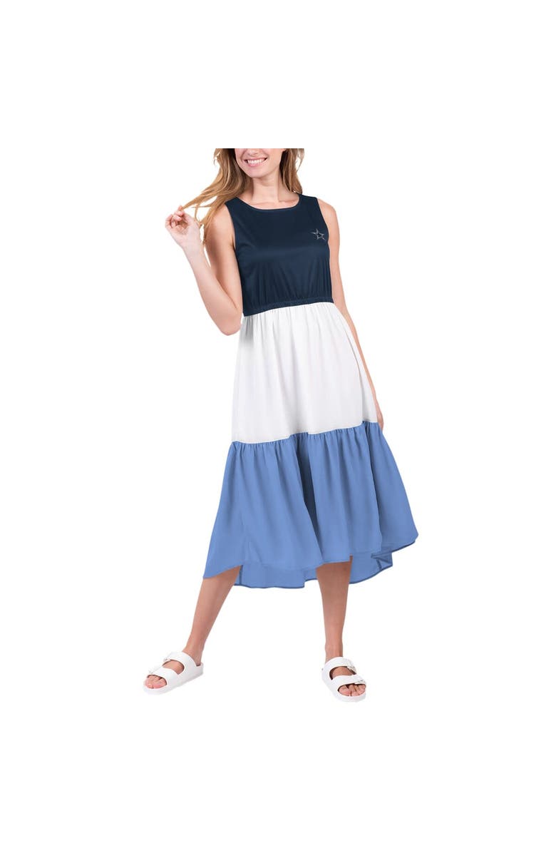 G-III 4HER BY CARL BANKS Women's G-III 4Her by Carl Banks Navy/White/Royal Dallas Cowboys 12th Inning Colorblock Dress, Main, color, Navy