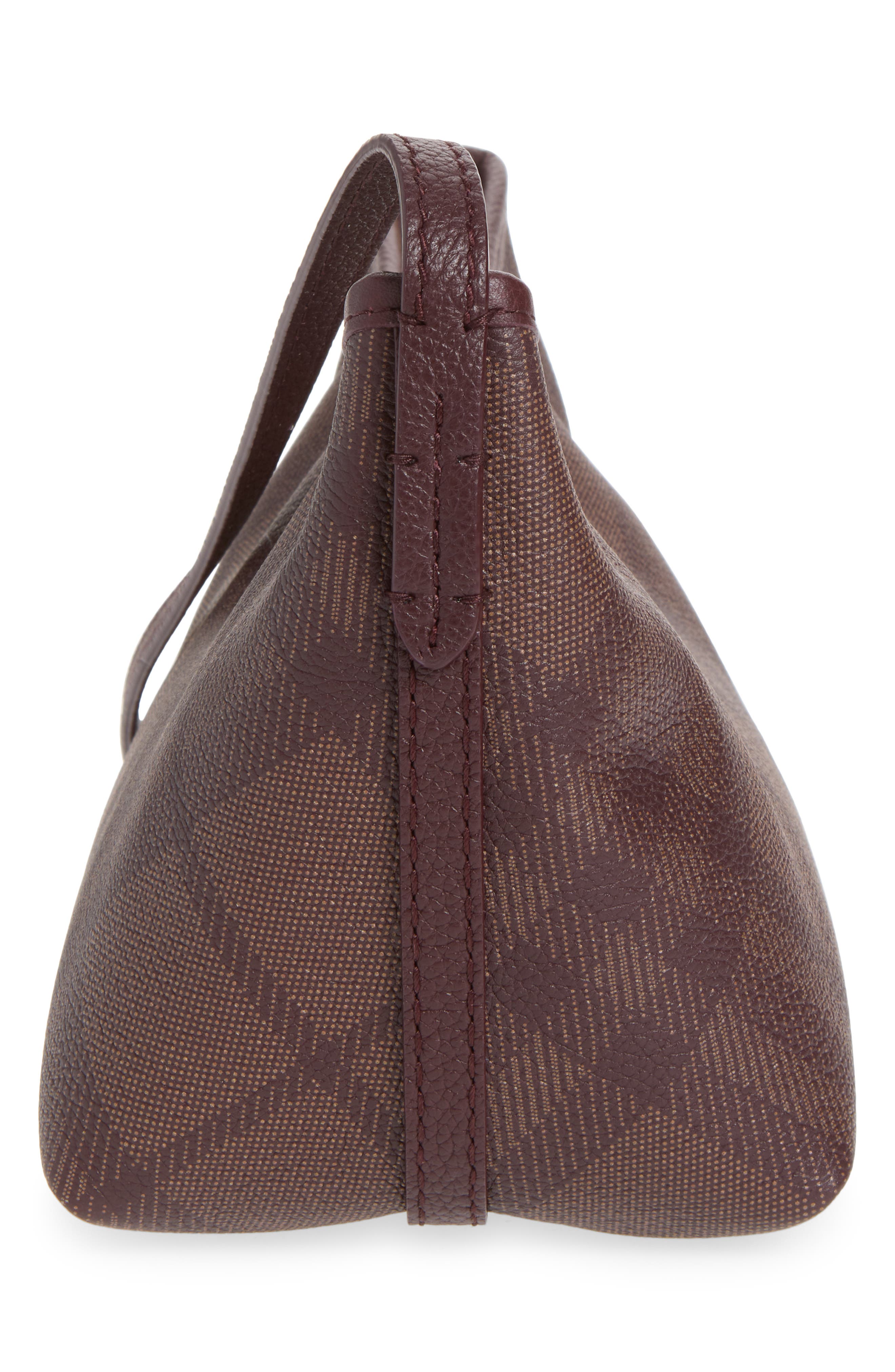 Burberry Highlands Check Leather Baguette Bag, Alternate, color, Vineyard Red