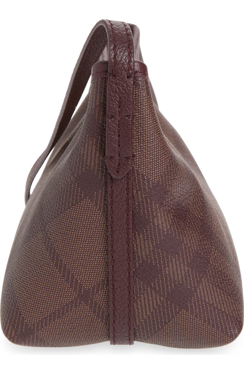 Burberry Highlands Check Leather Baguette Bag, Alternate, color, Vineyard Red