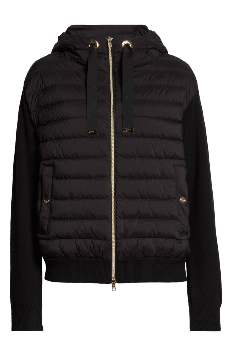 Herno Knit Sleeves Hooded Down Puffer Jacket, Alternate, color, 