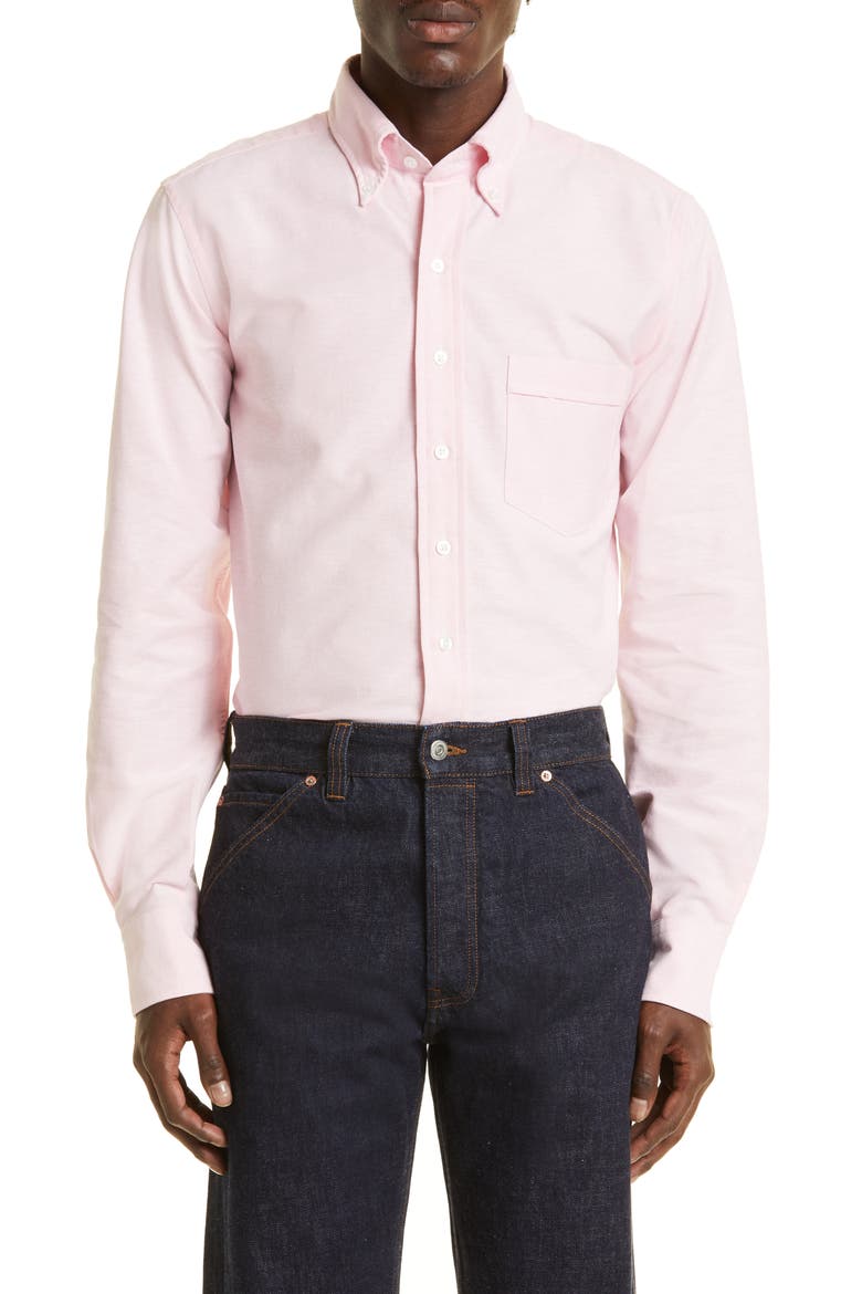Oxford Cotton Button-Down Shirt, Main, color, PINK 990