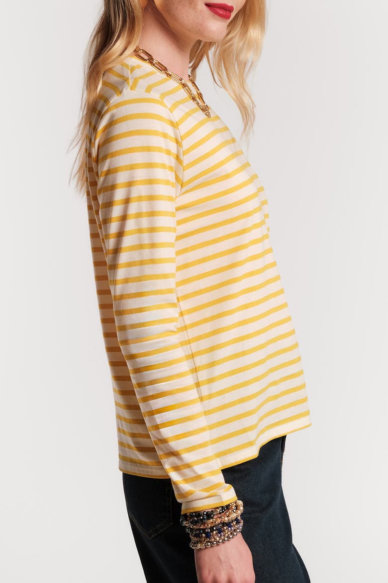 Long Sleeve Stripe Tee Stripe, Alternate, color, Oyster/Egg Yolk