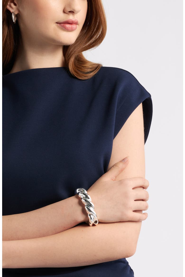 Chunky Twist Hinge Cuff Bracelet, Alternate, color, SILVER