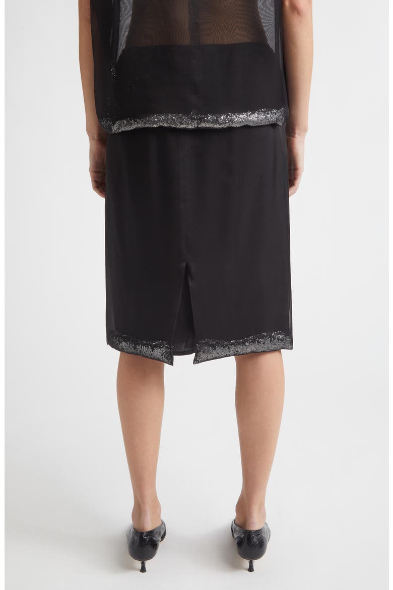 Sidney Glitter Hem Sheer Silk Skirt, Alternate, color, BLACK