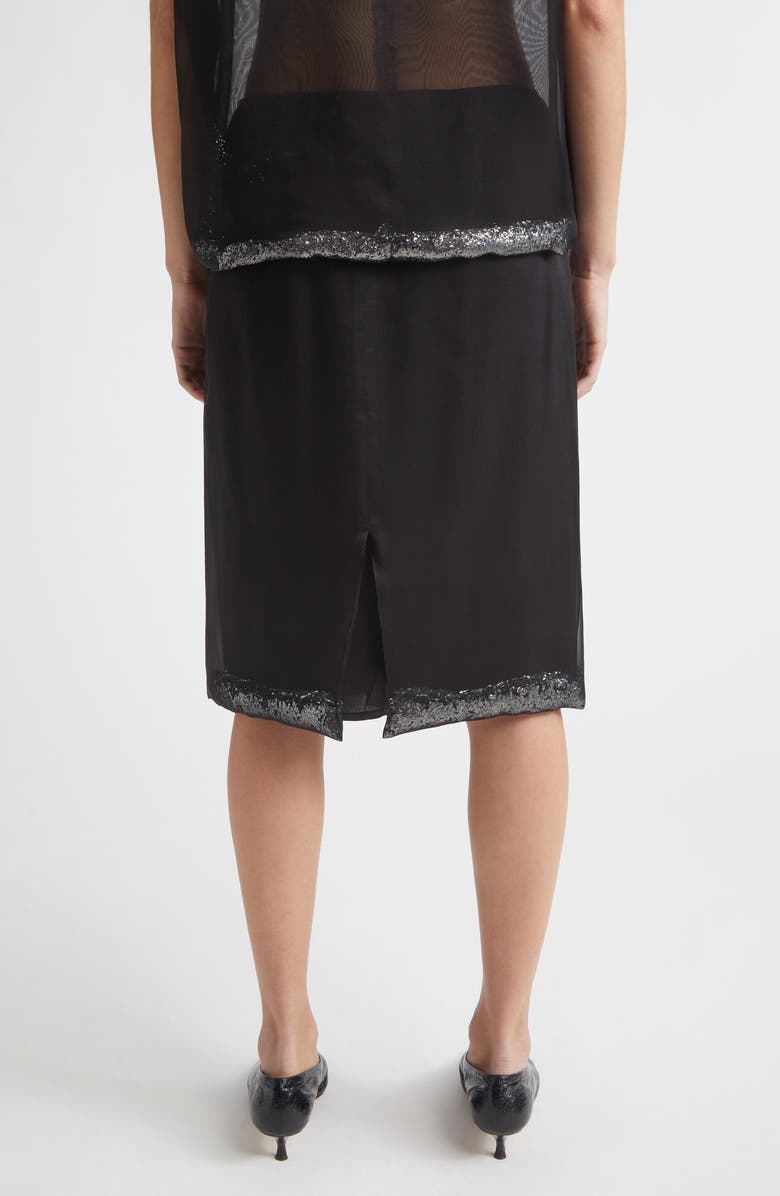 JULIE KEGELS Sidney Glitter Hem Sheer Silk Skirt, Alternate, color, Black