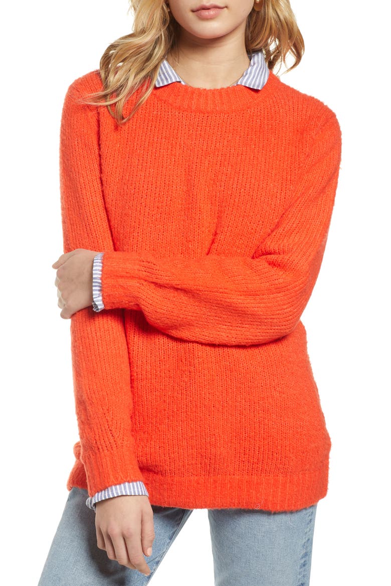 Crewneck Sweater, Main, color, RED GRENADINE