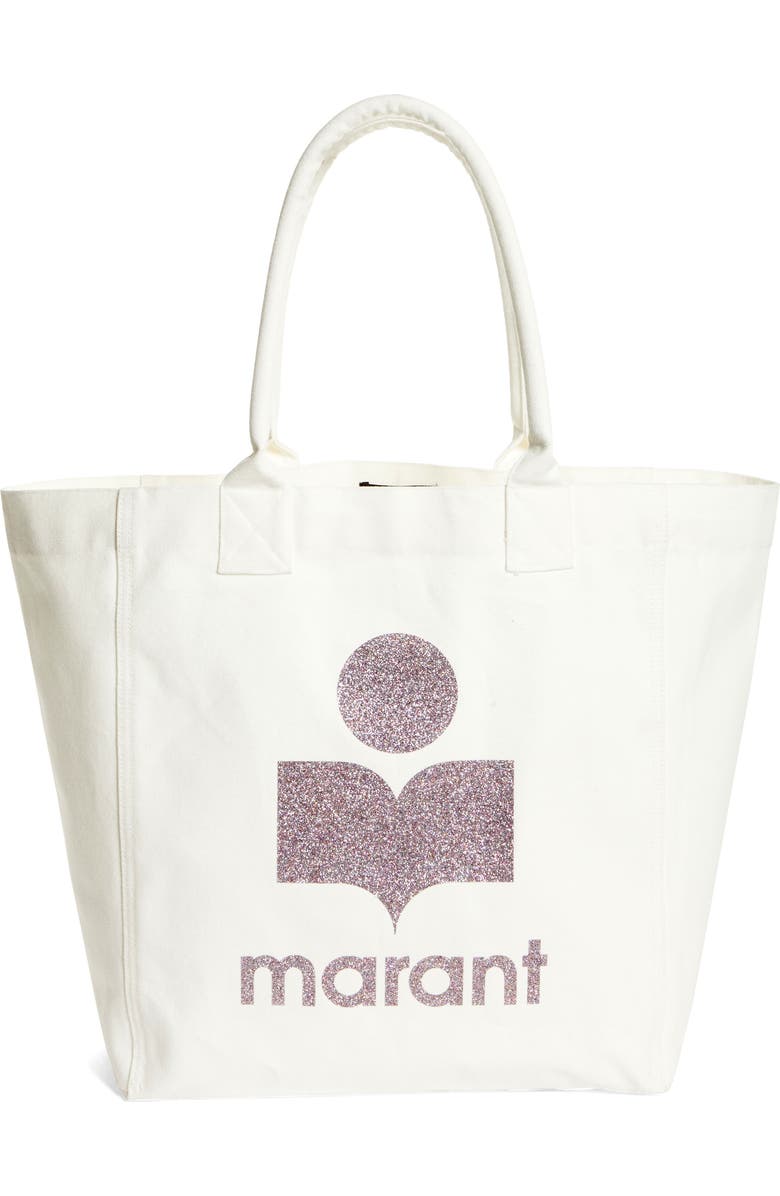 Isabel Marant Yenky Glitter Logo Canvas Tote, Main, color,