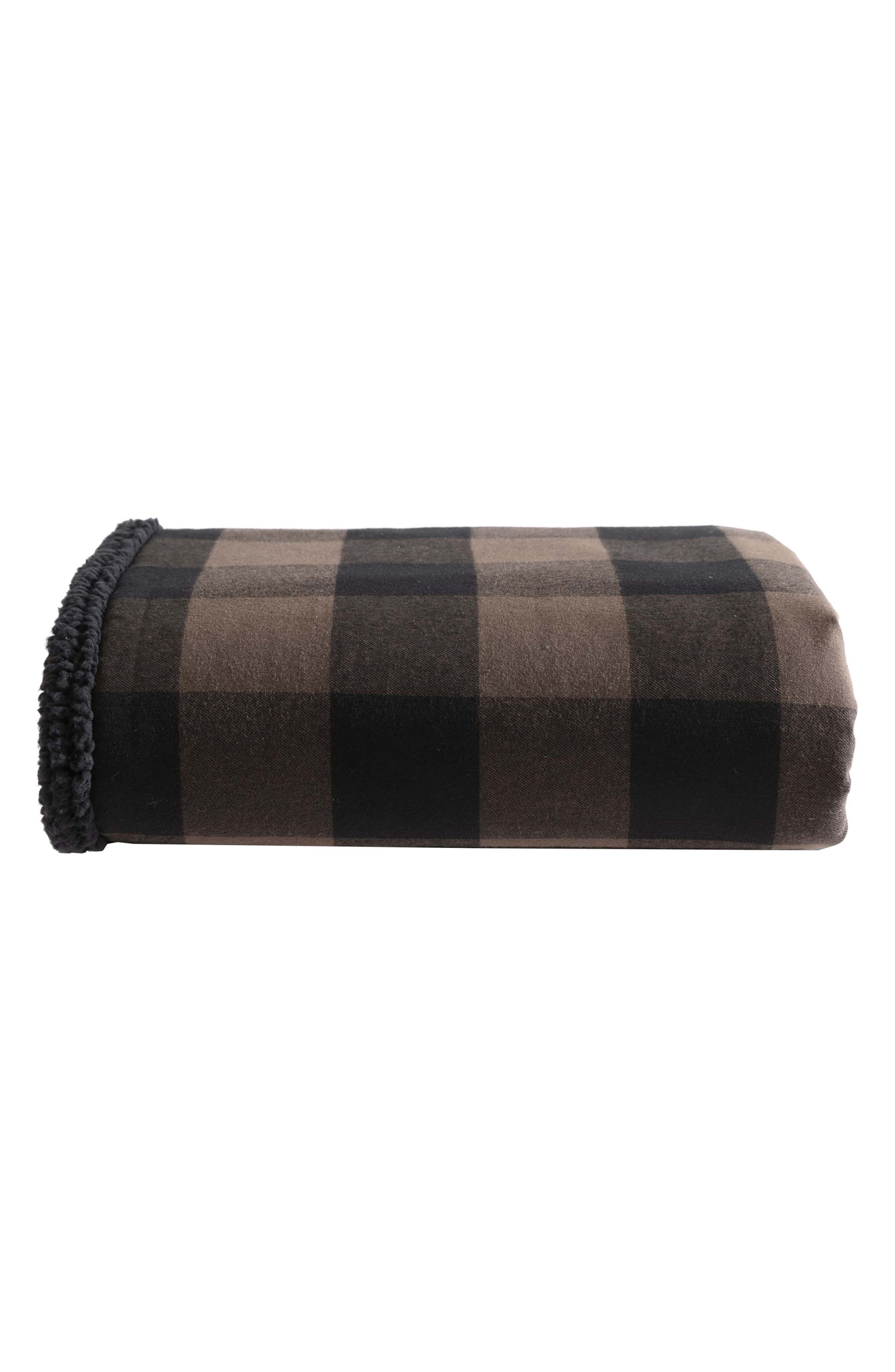 Eddie Bauer Cabin Plaid Faux Shearling Throw Blanket