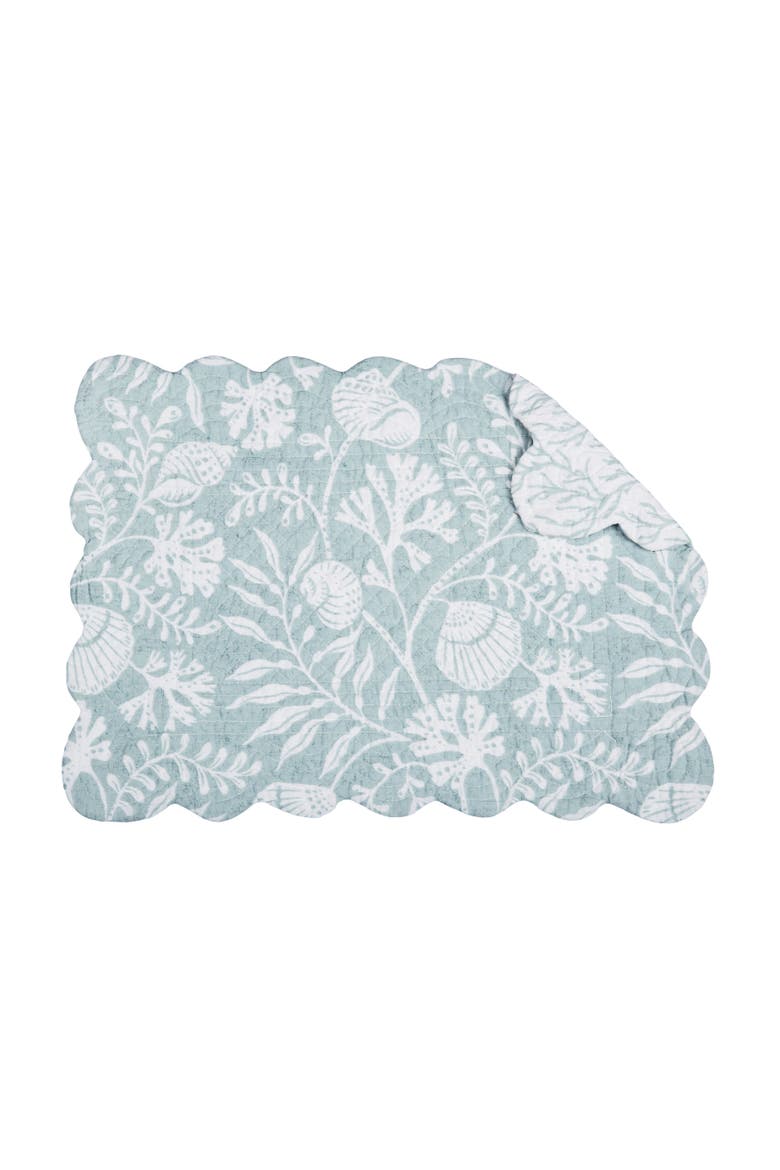 Seafoam Reef Scalloped Placemats Set of 6 Nautical Design Coral, 13" x 19", Alternate, color, White