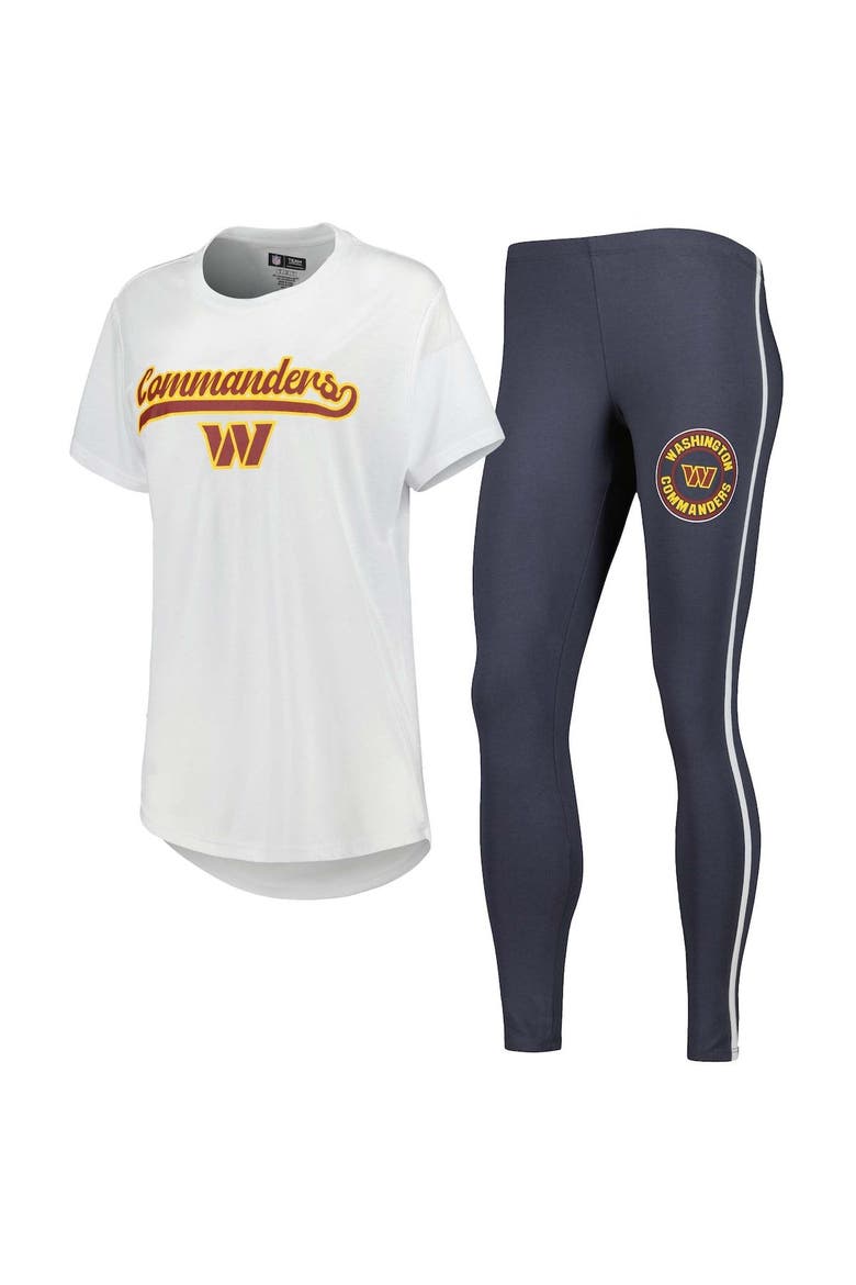 Women's Concepts Sport White/Charcoal Washington Commanders Sonata T-Shirt & Leggings Sleep Set, Main, color, White