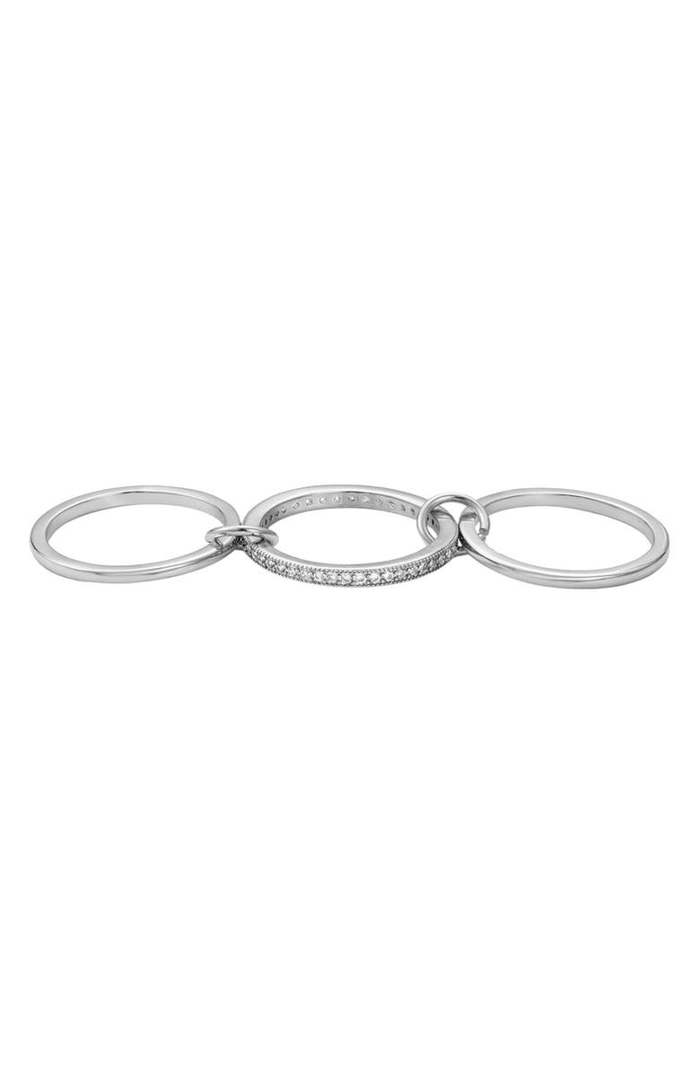 Adornia Connected 3-Layer Ring, Alternate, color, Silver