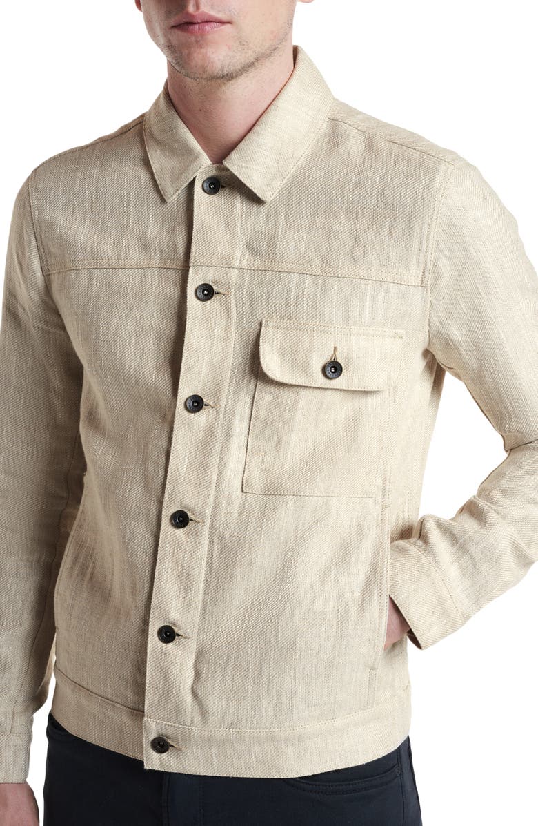 John Varvatos Drew Linen & Cotton Trucker Jacket, Alternate, color,