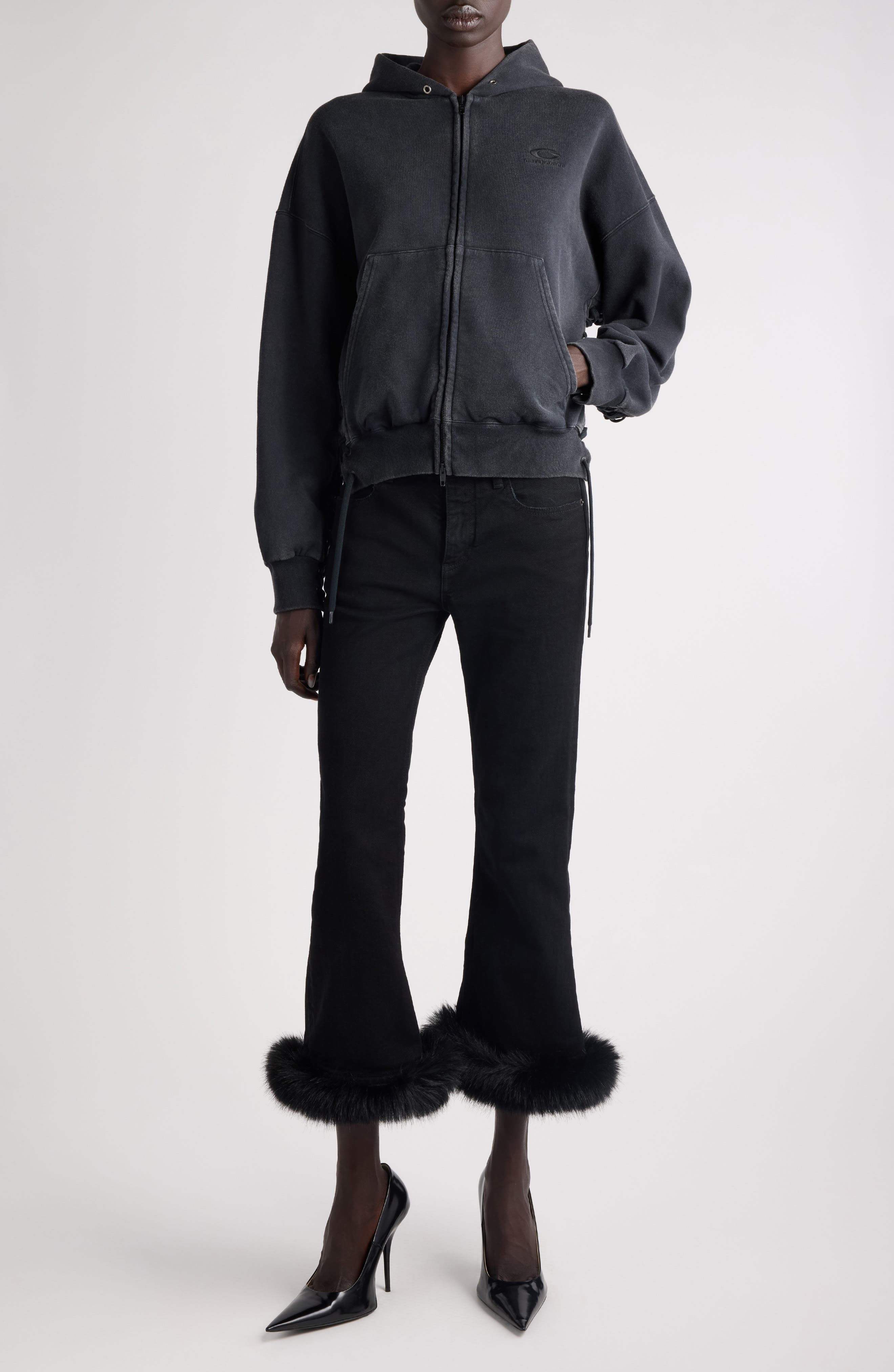 Balenciaga Loop Sports Icon Logo Lace-Up Dry Fleece Full Zip