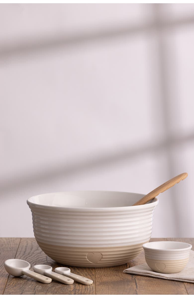 MASON CASH Rustic Charm Mini Bowl Set, 4 Stoneware Prep and Snack Bowls, Alternate, color, Beige