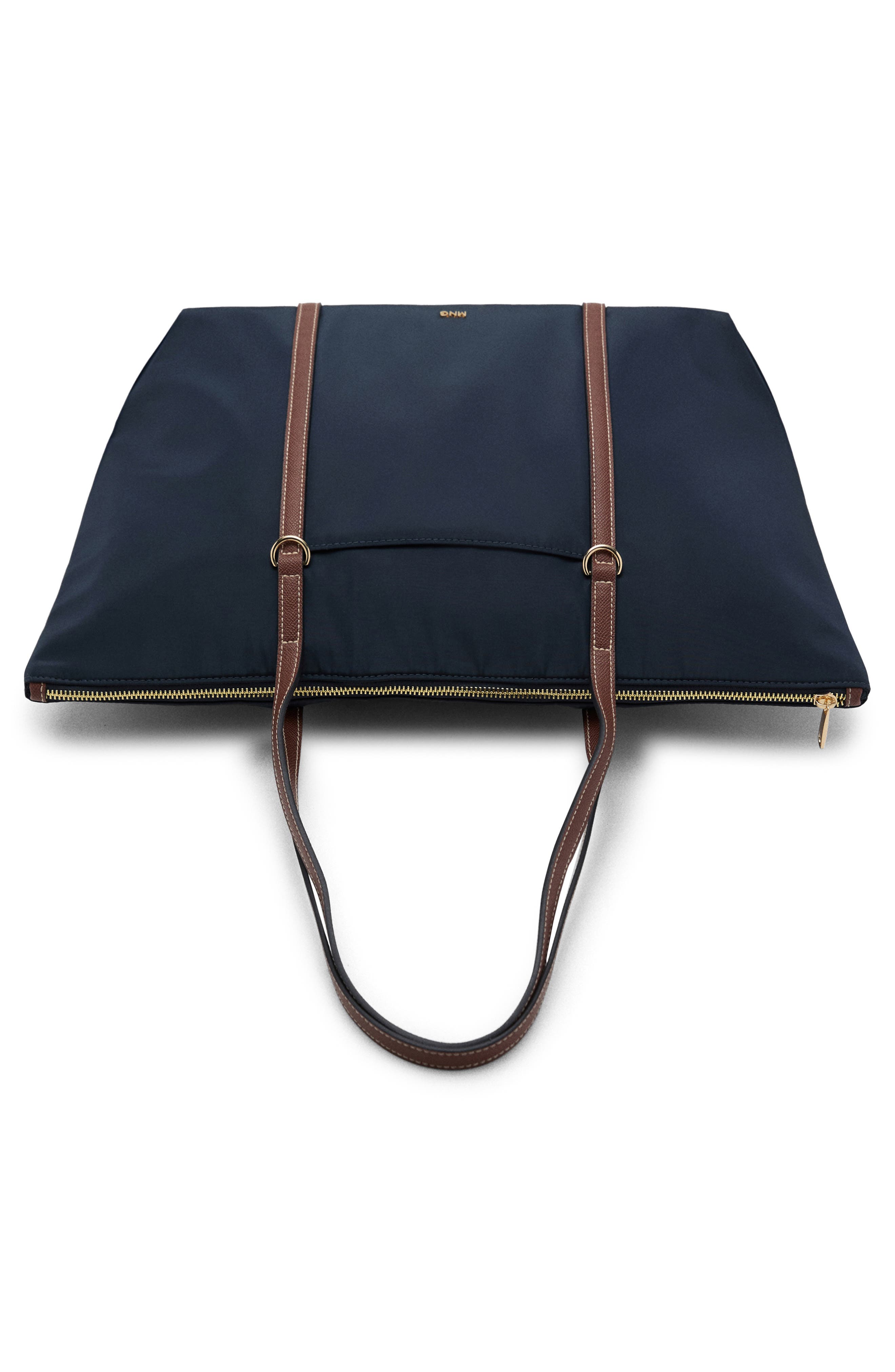 MANGO Nylon Shopper Bag, Alternate, color, Navy