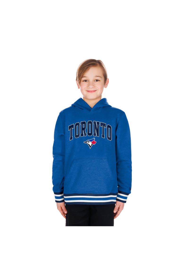Youth New Era Royal Toronto Blue Jays Knit Trim Pullover Hoodie, Main, color, Royal