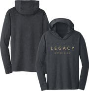 CHECKERED FLAG Women's Checkered Flag Heather Black LEGACY Motor Club Team Long Sleeve Hoodie T-Shirt